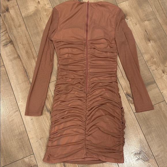 4/$25 NWT SHEIN TrendsL'Amorae Ruched Mesh Bustier Bodycon Dress Dusty Pink Sz L - Picture 11 of 12